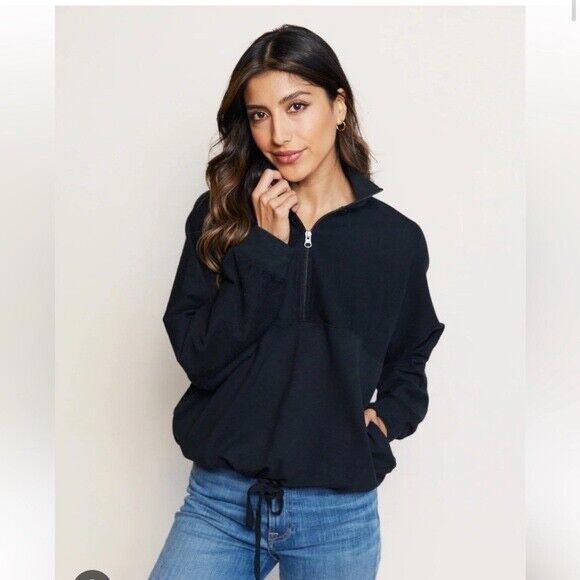 Able Pants - Able  doris ruched Black Sweatshirt 1/2 zip NWT $98msrp